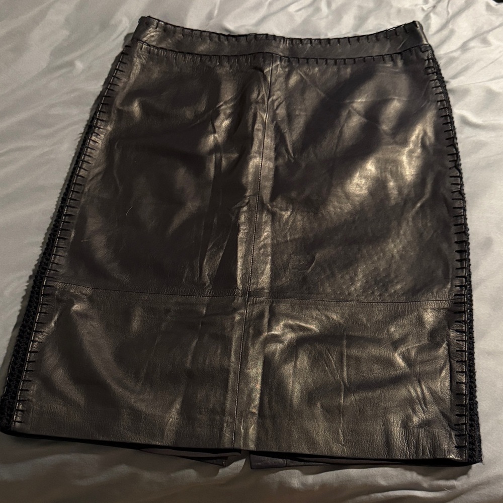 Tory Burch Dark Navy Leather Pencil Skirt